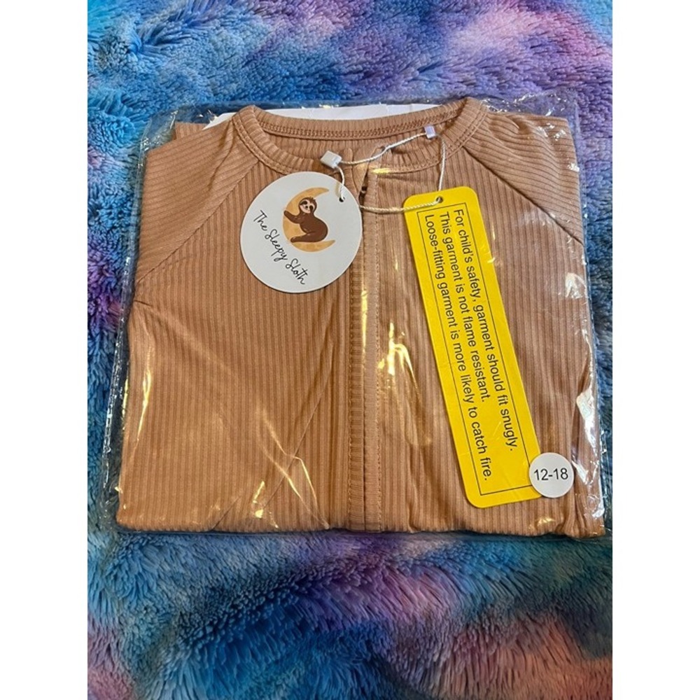V31. The sleepy sloth oatmeal ribbed zippy 12/18M‎ NIB